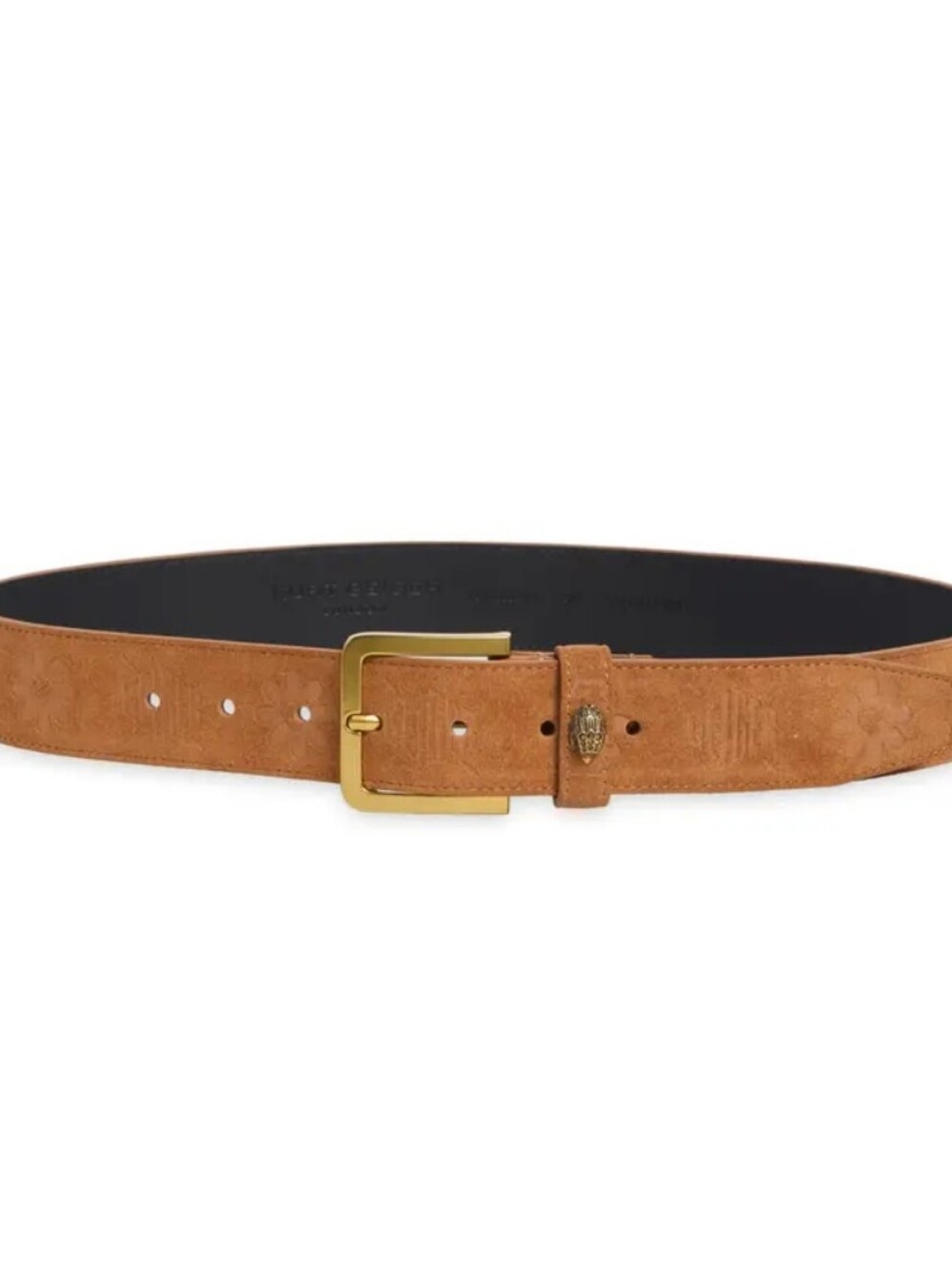 Kurt Geiger London Soho Embossed Suede Belt- Ginger/Antique Brass